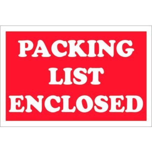 Box Packaging Paper Labels w/ "Packing List Enclosed" Print, 2"L x 3"W, Red & White, Roll of 500 DL1207